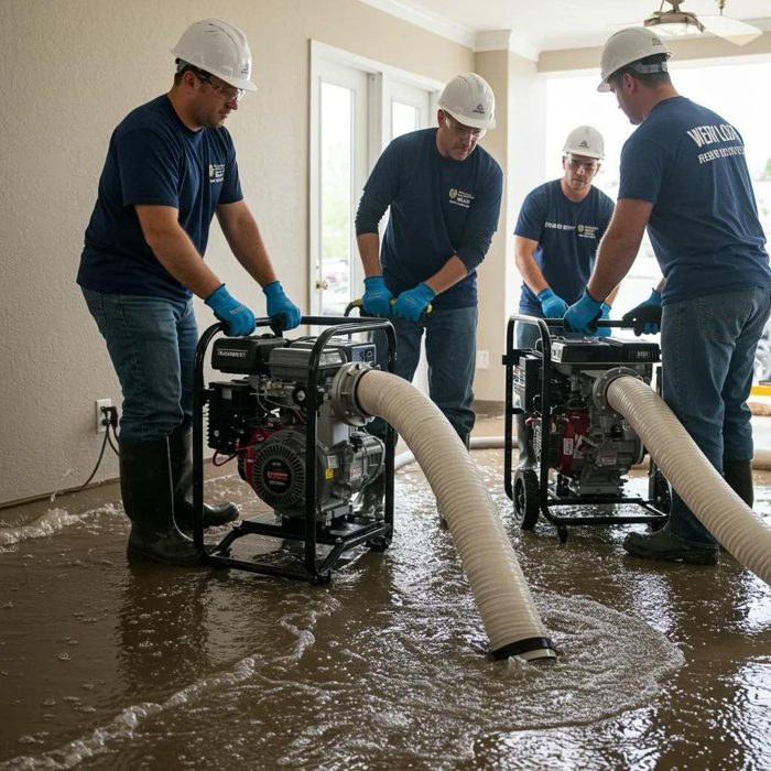 Structural drying with air movers and dehumidifiers