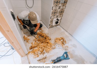 Technician performing water damage cleanup